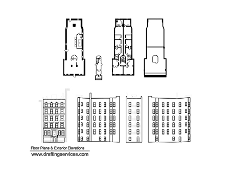 The floor plan and exterior elevation drawings.